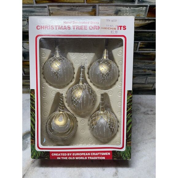 5 Vintage European Craftsmen Glass Christmas Ornaments Made In Romania - Picture 1 of 7